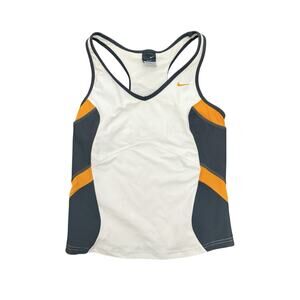 Nike Womens Dri-fit Sleeveless Top Size Medium (8-10) White Gray Yellow